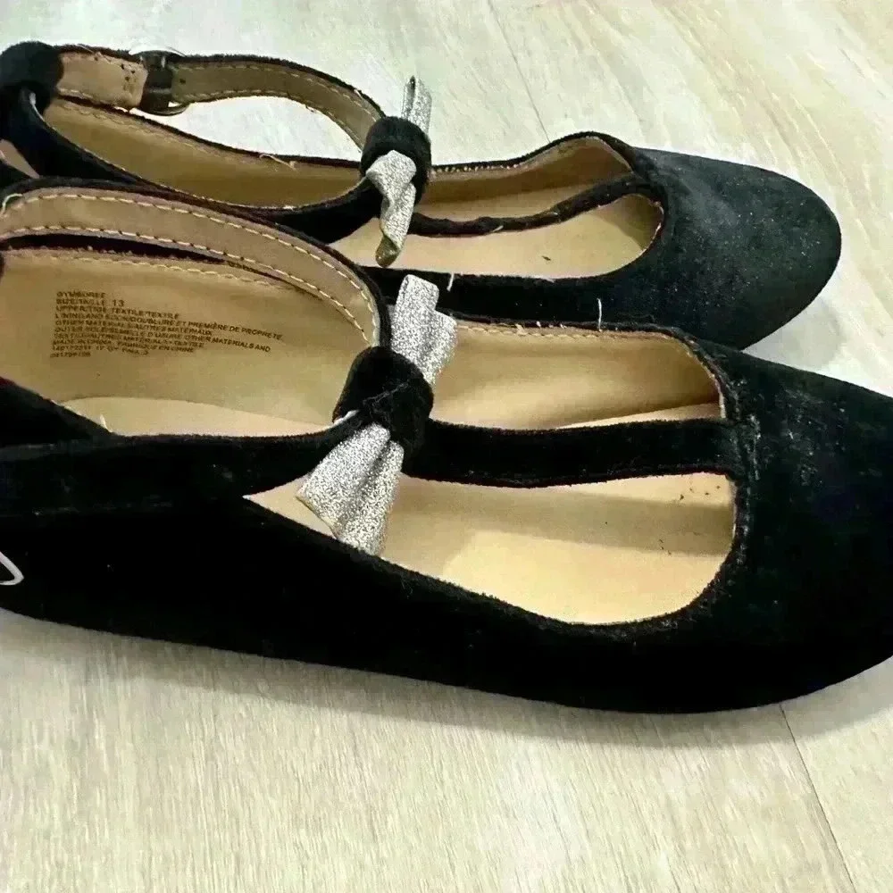 Gymboree Fun and Fancy Girls Black Flat Dress Shoes Holiday toddler size 13